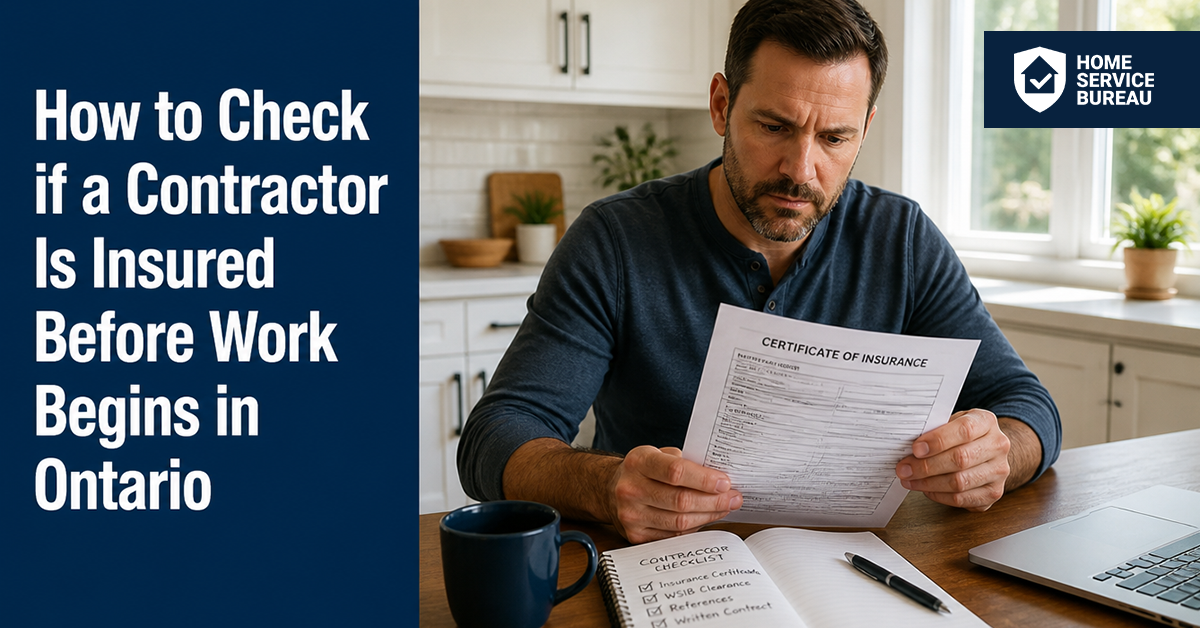 check contractor insurance Ontario homeowner